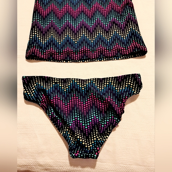 Lands' End girls size 10+ 2 piece racerback top bathing suit Dot design EUC - Picture 3 of 6